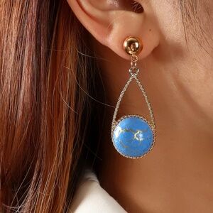 **VERITY* Gold x Blue Fashion Drop Earrings